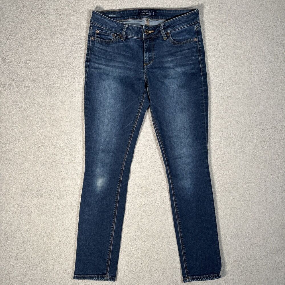 Lucky Brand Jeans Womens Size 6/28 Lolita Skinny Blue Denim Grunge Fade Whiskers
